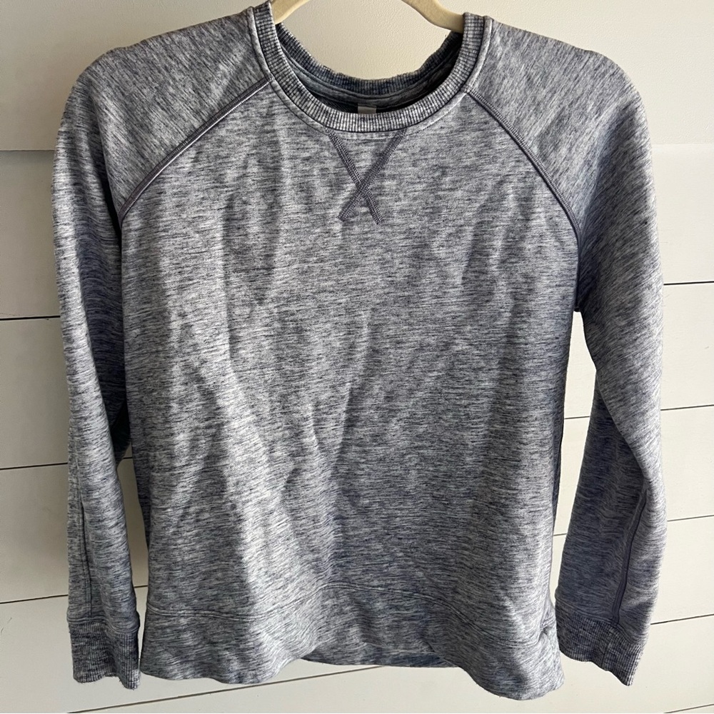 Lululemon Athletica Heather Navy Crewneck Sweatshirt w Back Detail Top Size 4 S